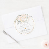 PixDezines Waterverf Blush Rozen Ash Foliage Ronde Sticker (Envelop)