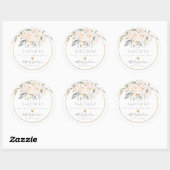 PixDezines Waterverf Blush Rozen Ash Foliage Ronde Sticker (Vel)