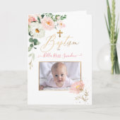 PixDezines Waterverf Blush Rozen Doopprogramma Feestdagen Kaart (Voorkant)