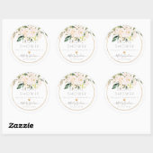 PixDezines Waterverf Blush Rozen+Greenery Ronde Sticker (Vel)