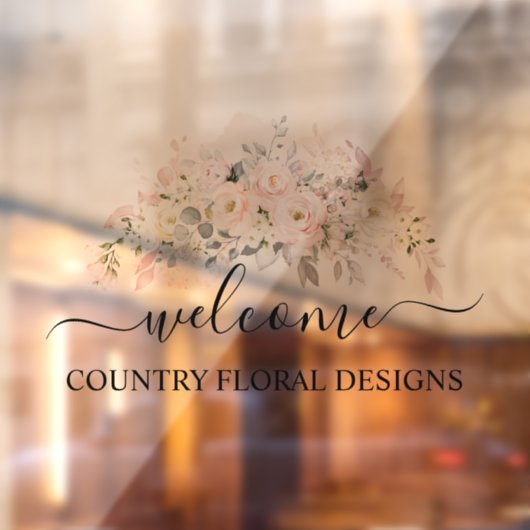 PixDezines Waterverf Blush Rozen Hydrangeas Raamsticker (Vel 2)