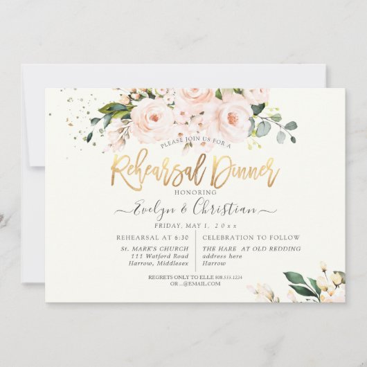 PixDezines Waterverf Blush Rozen repetitie Kaart (Voorkant)