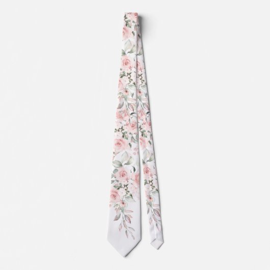 PixDezines Waterverf Blush Rozen Stropdas (Voorkant)