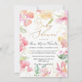 PixDezines Waterverf Blush Sweet Peas Baby shower Kaart (Voorkant)