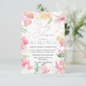 PixDezines Waterverf Blush Sweet Peas Baby shower Kaart (Staand voorkant)