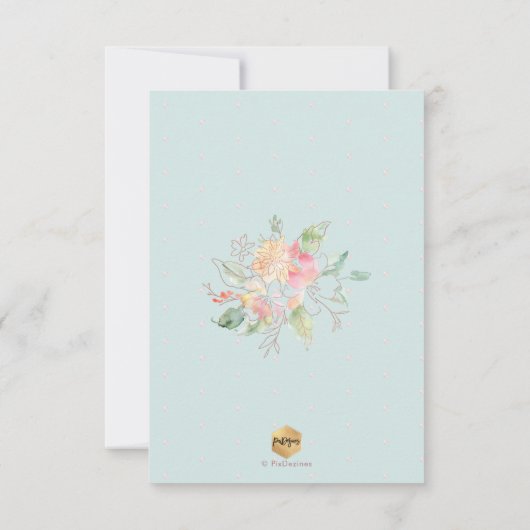 PixDezines Waterverf Blush Sweet Peas Baby shower Kaart (Achterkant)