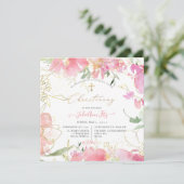 PixDezines Waterverf Blush Sweet Peas Christening Kaart (Staand voorkant)