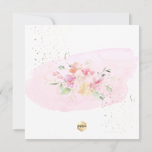 PixDezines Waterverf Blush Sweet Peas Christening Kaart (Achterkant)