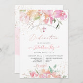 PixDezines Waterverf Blush Sweet Peas Dedication Kaart (Voorkant / Achterkant)