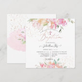 PixDezines Waterverf Blush Sweet Peas Doop Kaart (Voorkant / Achterkant)