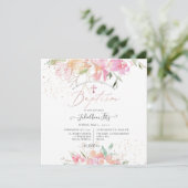 PixDezines Waterverf Blush Sweet Peas Doop Kaart (Staand voorkant)