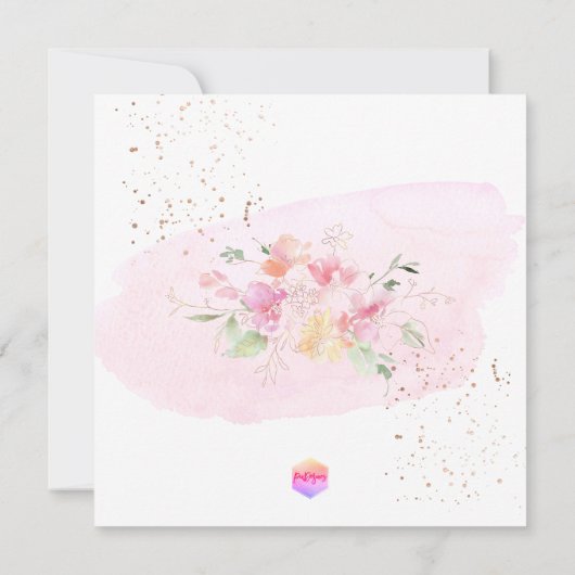 PixDezines Waterverf Blush Sweet Peas Doop Kaart (Achterkant)