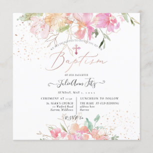 PixDezines Waterverf Blush Sweet Peas Doop Kaart