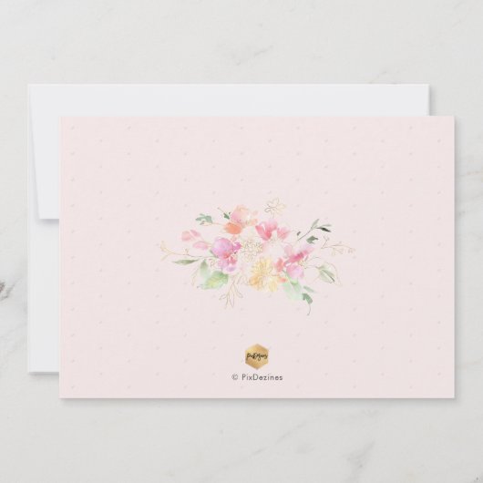 PixDezines Waterverf Blush Sweet Peas Sip+See Kaart (Achterkant)