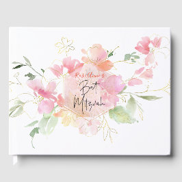PixDezines Waterverf Blush Sweetpea Bat Mitzvah Gastenboek