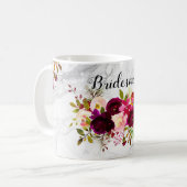 PixDezines Waterverf Bordeaux+Blue Flowers Koffiemok (Voorkant links)