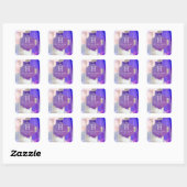 PixDezines Waterverf Borstels Violet Silver Blush Vierkante Sticker (Vel)
