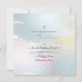 PixDezines Waterverf Brush Stroke, Baptême garçon Kaart (Achterkant)