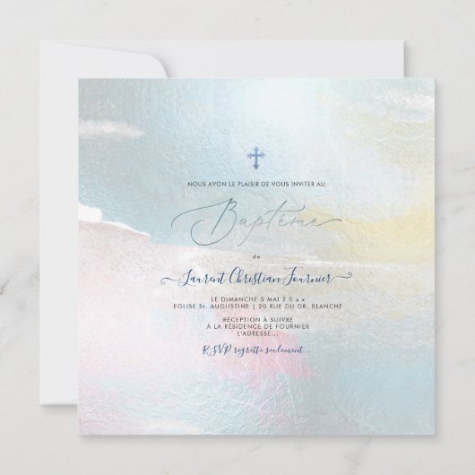 PixDezines Waterverf Brush Stroke, Baptême garçon Kaart (Achterkant)