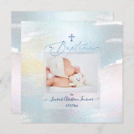 PixDezines Waterverf Brush Stroke, Baptême garçon Kaart