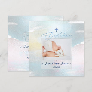 PixDezines Waterverf Brush Stroke, Baptême garçon Kaart