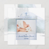 PixDezines Waterverf Brush Stroke, Baptême garçon Kaart (Voorkant / Achterkant)