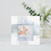 PixDezines Waterverf Brush Stroke, Baptême garçon Kaart (Staand voorkant)