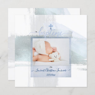 PixDezines Waterverf Brush Stroke, Baptême garçon Kaart