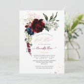 PixDezines Waterverf Burgundy Rozen Bat Mitzvah Kaart (Staand voorkant)