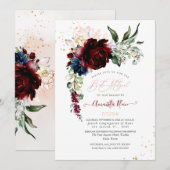 PixDezines Waterverf Burgundy Rozen Bat Mitzvah Kaart (Voorkant / Achterkant)