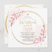 PixDezines Waterverf Cherry Blossom Mitzvah Kaart (Voorkant / Achterkant)