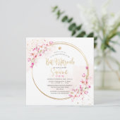 PixDezines Waterverf Cherry Blossom Mitzvah Kaart (Staand voorkant)