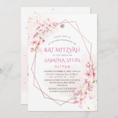 PixDezines Waterverf Cherry Blossom Mitzvah Kaart (Voorkant / Achterkant)