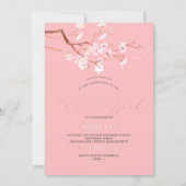 PixDezines Waterverf Cherry Blossom Mitzvah Kaart (Achterkant)