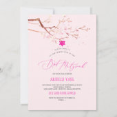 PixDezines Waterverf Cherry Blossom Mitzvah Kaart (Achterkant)