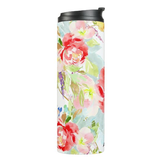 PIXDEZINES WATERVERF CORAL PEONIES THERMOSBEKER (Gedraaid links)