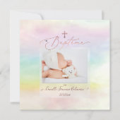 PixDezines Waterverf Cotton Snoep, Baptême Fille Kaart (Voorkant)