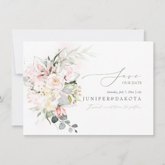 PixDezines Waterverf Cream Blush Rozen Save The Date (Voorkant)