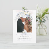 PixDezines Waterverf Cream Rozen Blue Hyde Save The Date (Staand voorkant)