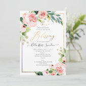 PixDezines Waterverf Delicate Blush Bloei Doop Kaart (Staand voorkant)