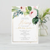 PixDezines Waterverf Delicate Blush Bloom Doop Kaart (Staand voorkant)