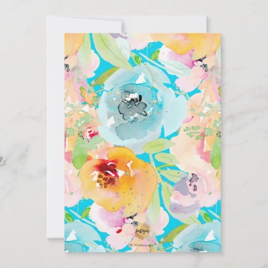 PixDezines Waterverf Delicate SpringBloom Doop Kaart (Achterkant)