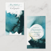 PixDezines Waterverf Drop in Blauwgroen Visitekaartje (Voorkant / Achterkant)