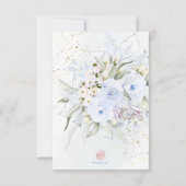 PixDezines Waterverf Dusty Blue Rozen Baby shower Kaart (Achterkant)