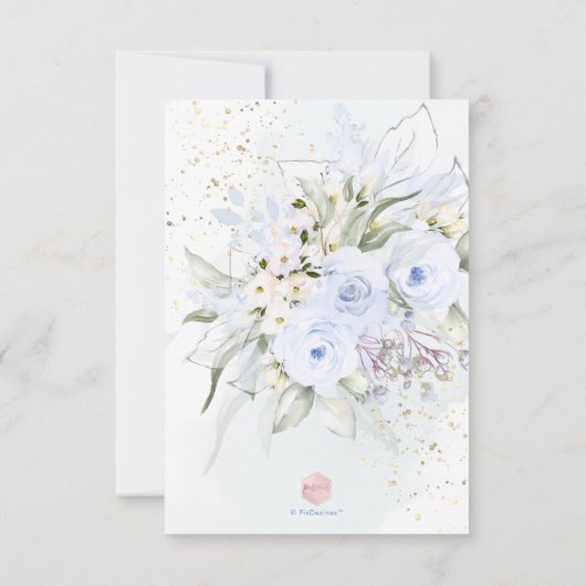 PixDezines Waterverf Dusty Blue Rozen Baby shower Kaart (Achterkant)
