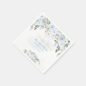 PixDezines Waterverf Dusty Blue Rozen Baby shower Servet (Hoek)