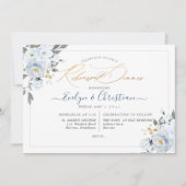 PixDezines Waterverf Dusty Blue Rozen Kaart (Voorkant)