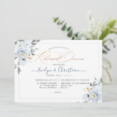 PixDezines Waterverf Dusty Blue Rozen Kaart (Staand voorkant)