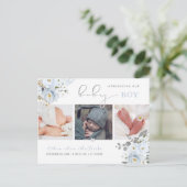 PixDezines Waterverf Dusty Blue Rses Briefkaart (Staand voorkant)