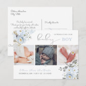 PixDezines Waterverf Dusty Blue Rses Briefkaart (Voorkant / Achterkant)